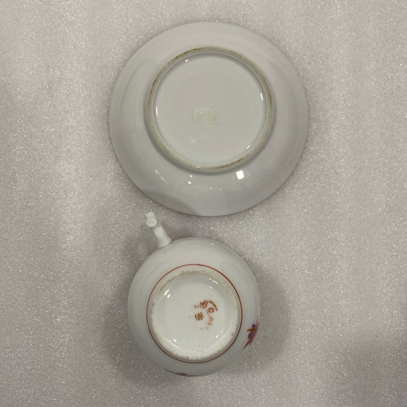 German Antique “Remember Me”Teacup and Saucer Pink Banded Hand Painted Beauty - Picture 8 of 13